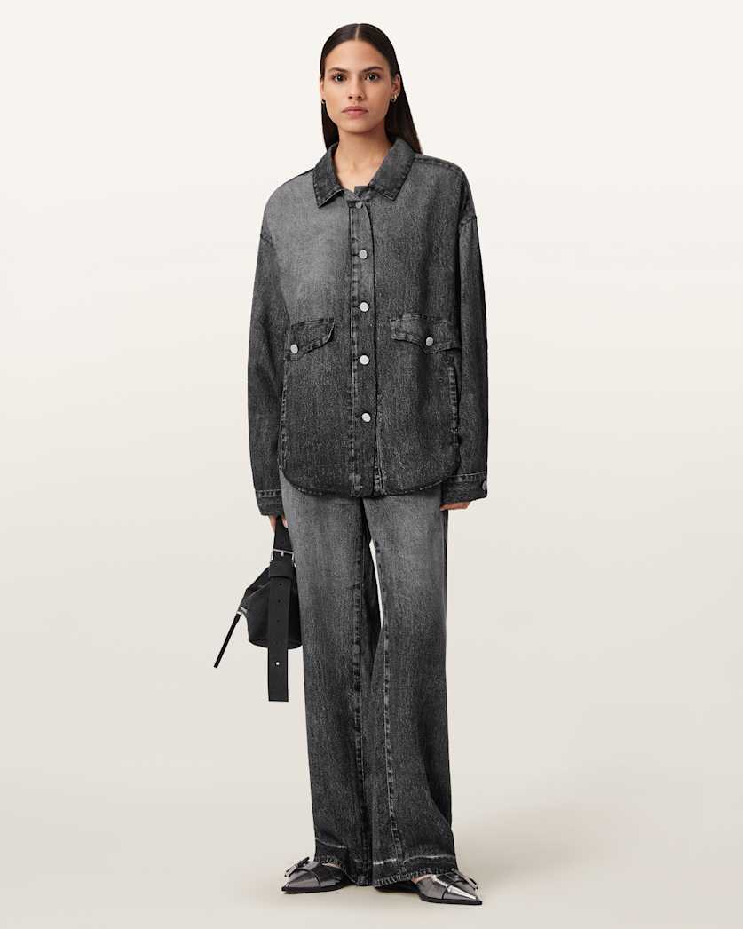 Hettie Illusion Oversized Shacket ILLUSION BLACK | ALLSAINTS US
